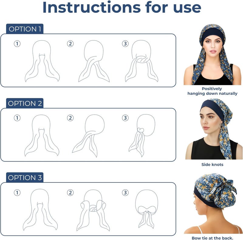 FADACHY Chemo Headwear for Women,Chemo Caps Lightweight for Summer with Head Scarf,Silky Soft Hair Turbans Fashion - Image 5